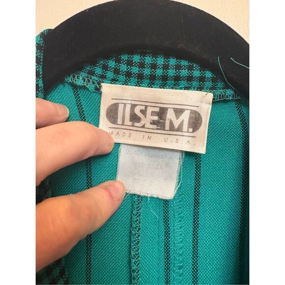 Vintage Ilse M 1980’s teal green button down midi dress size 6/8 - Picture 6 of 16
